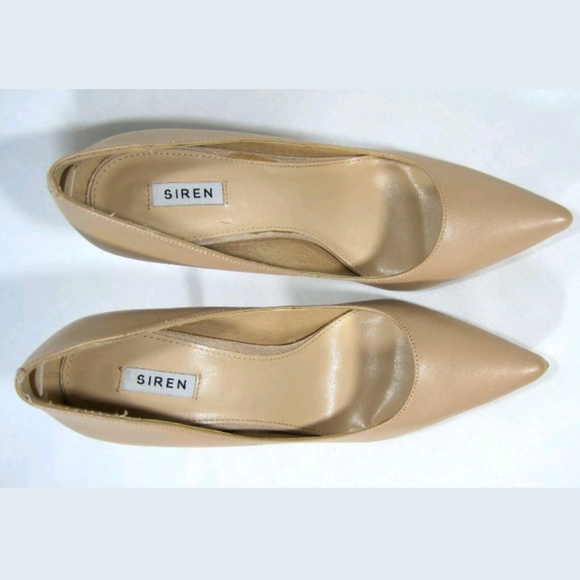 Siren Nude Pointed-Toe Leather Pumps Size: 9M - Picture 5 of 8